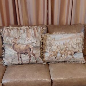 Aubusson Deer Print Throw Pillows 2